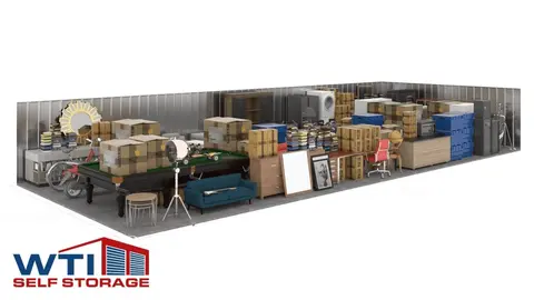 10'x40' storage unit (400 sq ft) interior view